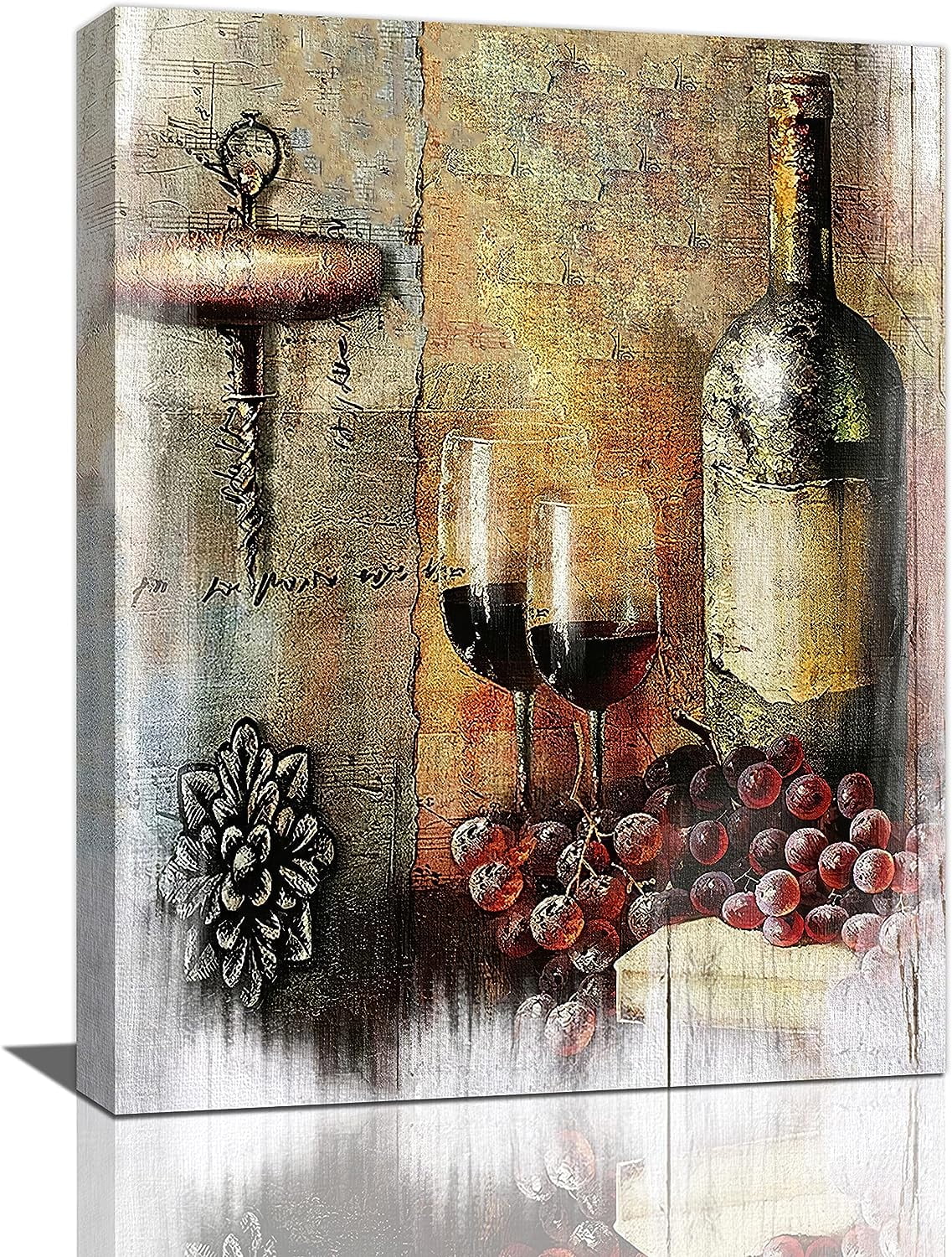 Wine Wall Art Red Wine Cups Kitchen Pictures for Wall Fruit Goblet Painting Prints Vintage ...