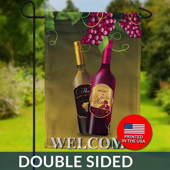Wine Welcome Flag Vineyard Grape Vine Double Sided
