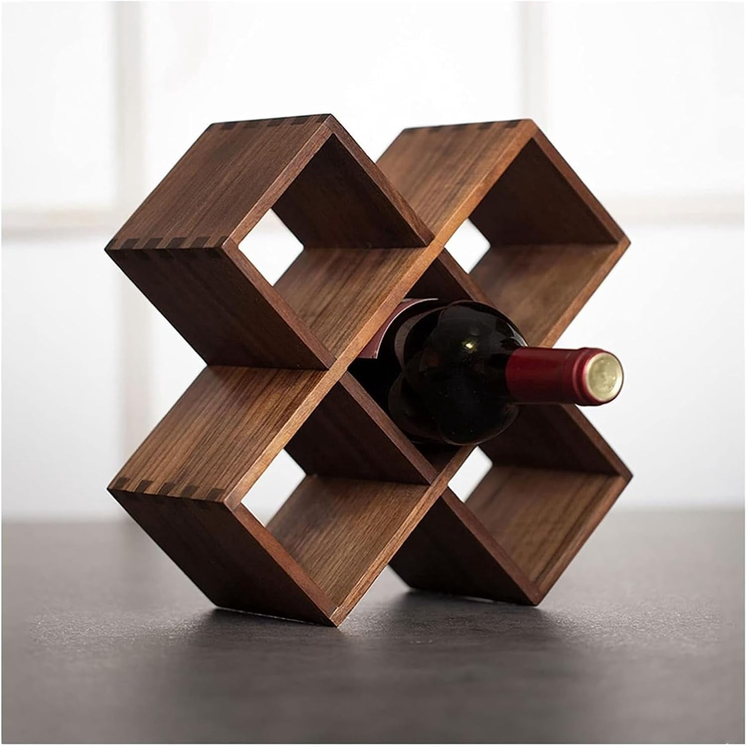 Wine Wine Rack Wine Rack,Wood Wine Storage Racks Countertop,5 Bottle ...
