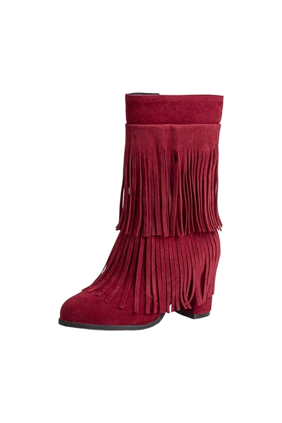 Wine Women Boots With Flexible Design Comfortable For Natural Motion