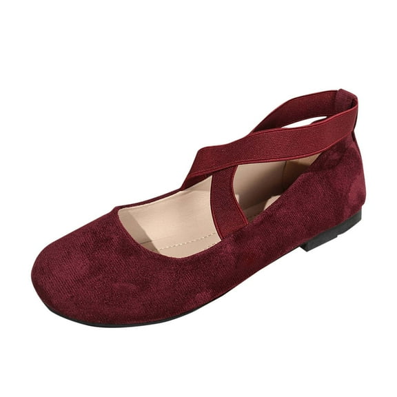 Wine Women Classic Spring Summer Casual Footwear In Bold Color And Closed Toe Flat Bottom Slip On Ideal For Parties And Celebrations