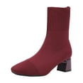 thumbnail image 1 of Wine Women'S Elegant Comfort Knitted Elastic Boots With Pointed Toe Design And Heel For Everyday Wear, 1 of 7