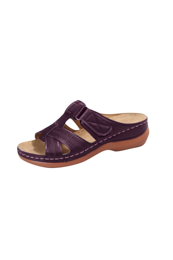 Wine Womens Slippers Peep Toe Wedge Heel Thick Sole Comfortable Lightweight Breathable Non Slip Casual Essential For Spring Summer Everyday Wear Size 39