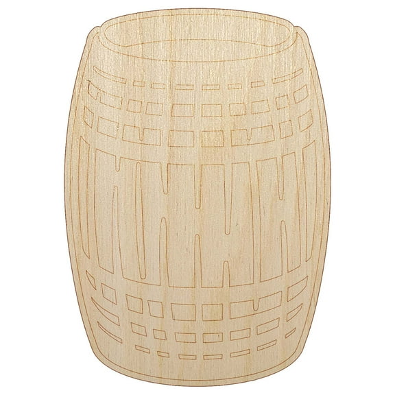 Wine Wood Cask Barrel Upright Wood Shape Unfinished Piece Cutout Craft DIY Projects - 4.70 Inch Size - 1/8 Inch Thick