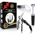 thumbnail image 1 of Wine Ziz Wine Accessories Gift Box Set | Waiters Corkscrew Remover/Opener, Foil Cutter, Built-in Vacuum Wine Saver Bottle Stopper, Aerator Pourer | Wine Bottle Opener Wine Key Corkscrew Wine Opener, 1 of 9