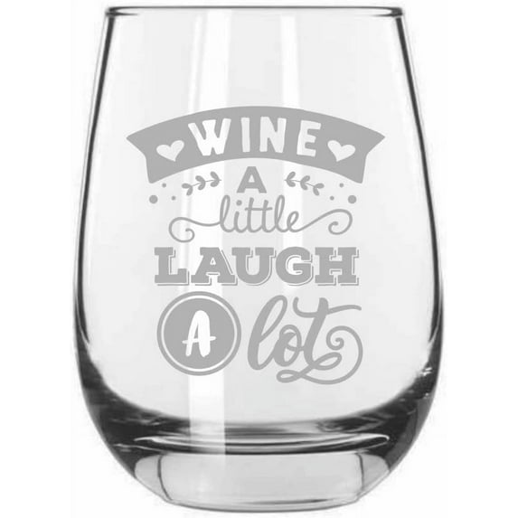 Wine a little Wine Lover Etched 15.25oz Libbey Stemless Wine Glass