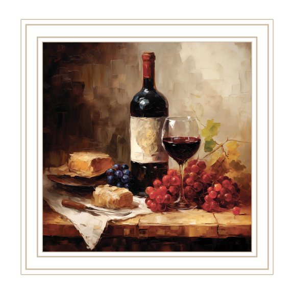 "Wine and Cheese" byHeidi Kuntz, Ready to Hang Framed Print, White Frame