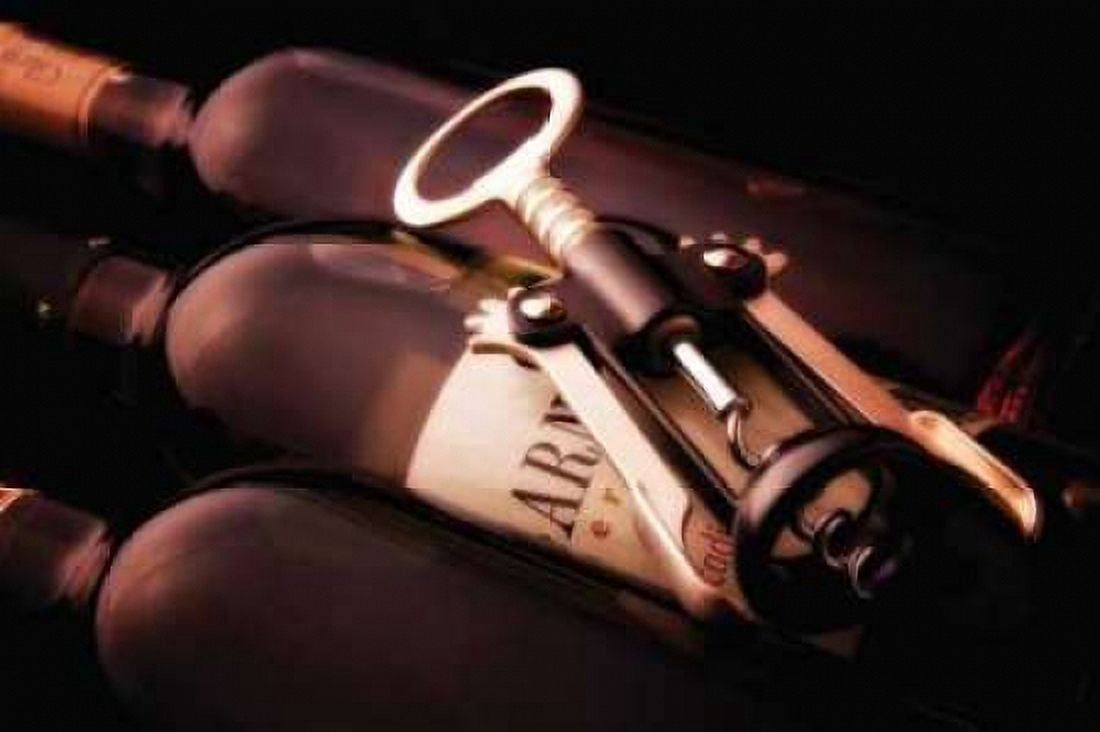 Wine and Corkscrew Canvas Art - C Thomas McNemar (12 x 18)
