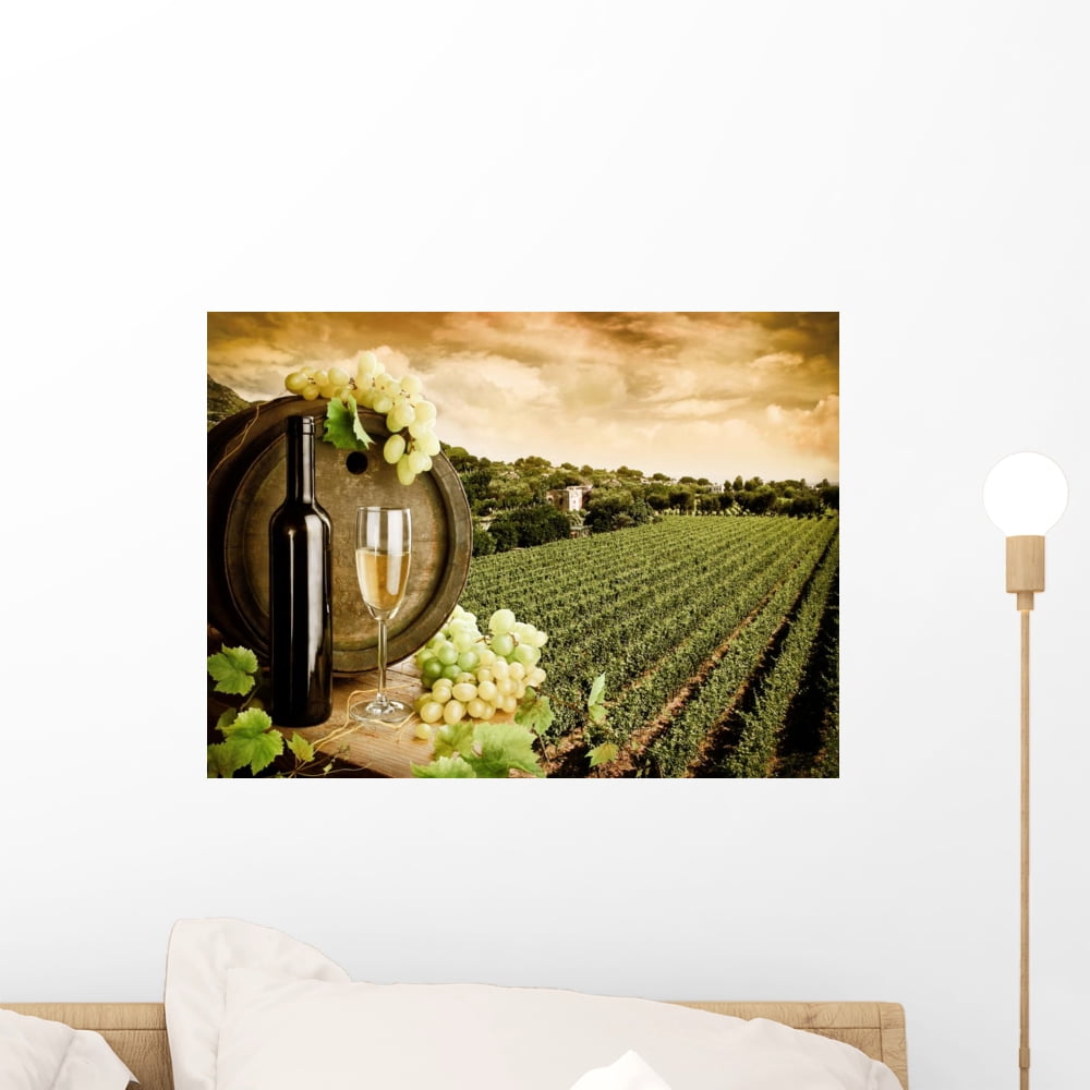 Wine and Vineyard Vintage Wall Mural by Wallmonkeys Peel and Stick ...