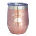 thumbnail image 1 of Wine is Better at the Lake - Insulated Wine Tumbler with Sliding Lid - Lakehouse Gifts - Rose Gold 12oz, 1 of 3