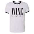 thumbnail image 1 of Wine (n) A Hug In A Glass Adult Short Sleeve Ringer T-shirt, 1 of 3