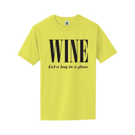 Wine (n) A Hug In A Glass Short Sleeve Neon T-Shirt