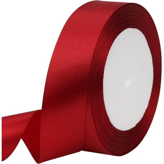 Wine red color Ribbon 2cm * 22.8m,Gift Wrap Ribbons, Single Face Polyester Silk Fabric Hair String Ribbon for Craft, Flower Bouquets, Gift Wrapping and Valentines Decoration