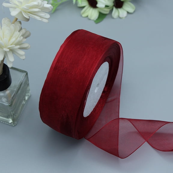 Wine red colour Polyester 4cm X 45m Ribbon for Gift Wrap Ribbons, Flower Fabric for Wedding Invitations, Bridal Bouquets, Party Decoration Gift Wrapping Bow Making
