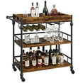 thumbnail image 1 of Wine service bar cart 3-story large household cart, rolling wine rack with wheels mobile kitchen service cart, industrial service cart with detachable tray for kitchen living room and dining room, 1 of 9