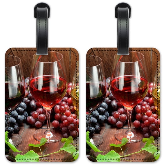 Wine with Grapes - Luggage ID Tags / Suitcase Identification Cards - Set of 2