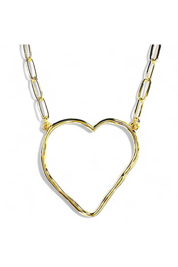 Open Heart Pendant Necklace for Women Gold-Tone Tarnish-Resistant