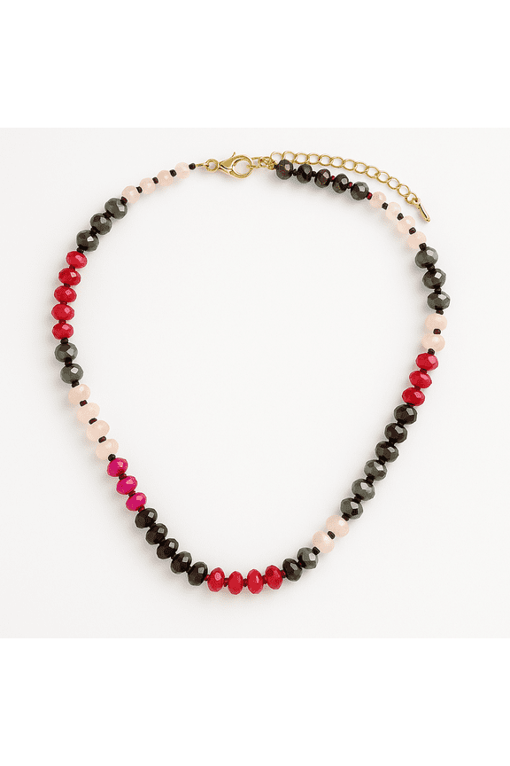 Natural Gemstone Bead Necklace for Women Deep Red Cherry Cola Tones