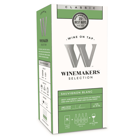 Winemakers Selection Classic Series Sauvignon Blanc White Wine Australia, 3L Bag in Box, 12% ABV