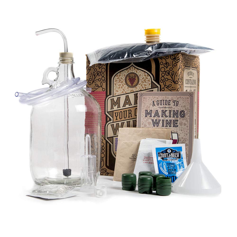 Winemaking Kit Includes Guide To Making Wine, 1 Gallon Glass Jug