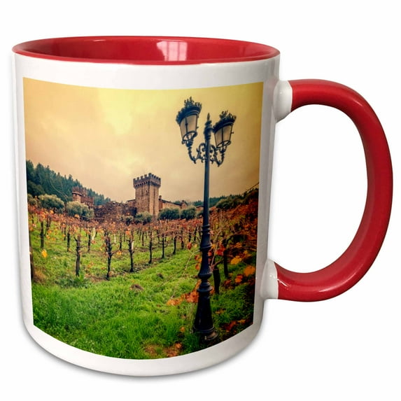 3drose, Winery and Fall Vines, 11oz Two-tone Red Mug