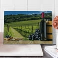 thumbnail image 1 of Winery Cutting Board, Red Wine Bottles with Grapes on Timber Board Tuscany Italian Terrace Scenery, Decorative Tempered Glass Cutting and Serving Board, Large Size, Green Blue Brown, by Ambesonne, 1 of 5
