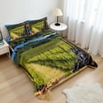 thumbnail image 1 of Ambesonne Italian Fitted & Top Sheet Set with Shams, Vineyard Tuscany Grape, Green Blue Brown, 1 of 8