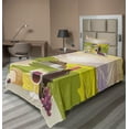 thumbnail image 1 of Ambesonne Winery Fitted & Top Sheet Set with Sham, French Countryside Scene, Green Purple Cream, 1 of 4