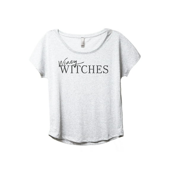 Winey Witches Women's Fashion Slouchy Dolman T-Shirt Tee Heather White Small