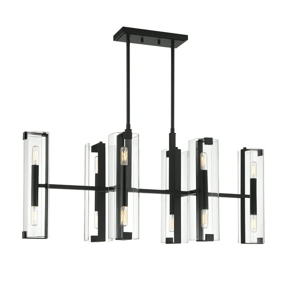 Winfield 12-Light Linear Chandelier in Matte Black