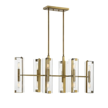 Winfield 12-Light Linear Chandelier in Warm Brass