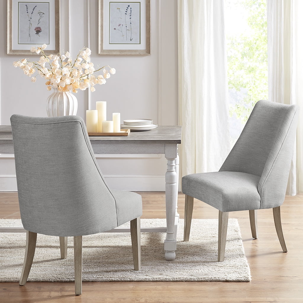 Light Grey Upholstered High Back Dining Side Chair Set