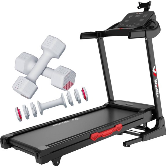 Winfita Treadmill Arm Workout with Dumbbells for Home Gym Exercise Incline Treadmill with Weights