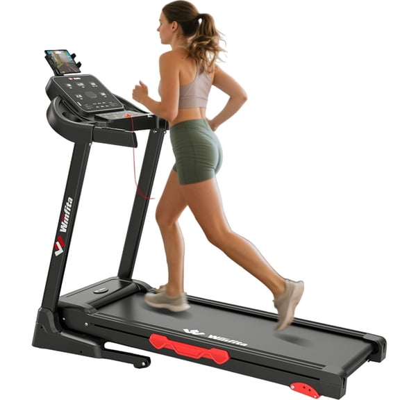 Winfita Folding Treadmill with Incline, 3.5HP, 300 lbs Capacity, 0.6-8mph, App and LED Display
