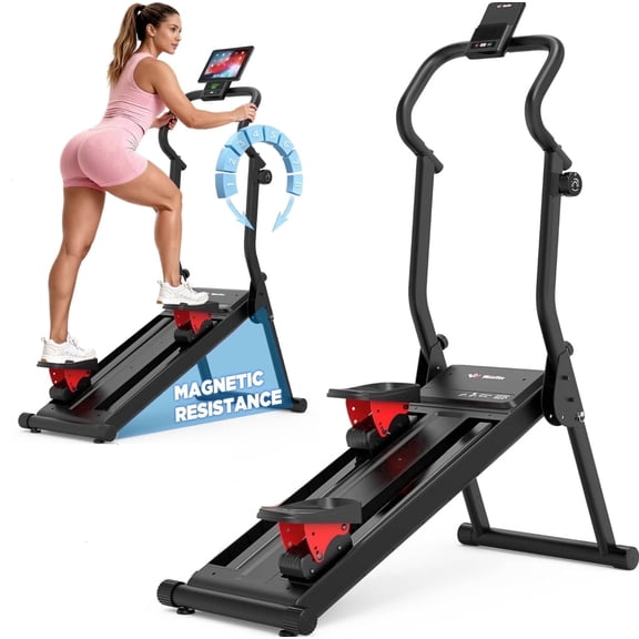 Winfita Stairmaster for Exercise Stair Stepper Exercise Machine Stair Climber with 8 Levels Adjustable Magnetic Resistance, 3 Levels Incline, 350LB Capacity, Quiet for Home Cardio