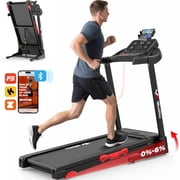 Winfita 3.5HP Folding Treadmill for Home, Incline, LED Display, Bluetooth, 70 Programs, Adjustable Tablet Holder, 0.6-8MPH, 300 lb Capacity