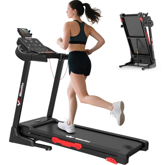 Winfita 3.5HP Folding Treadmill for Home, Manual Incline Treadmill, LED Display, Bluetooth, 70 Programs, Adjustable Tablet Holder, 0.6-8MPH, 300 lb Capacity