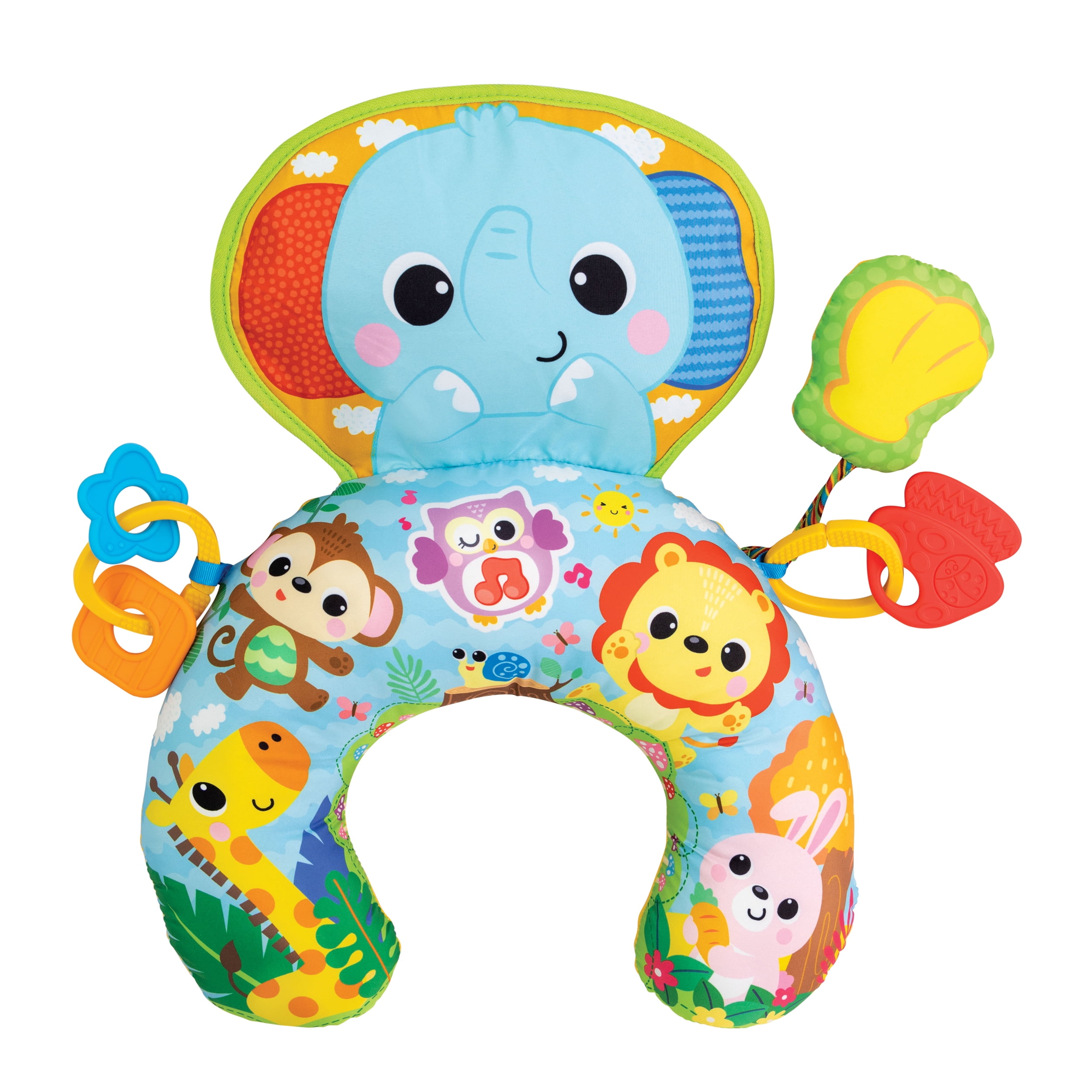 Winfun Jungle Fun Blue Tummy Time Pillow for Infants Newborn and up - Unisex Gift Item