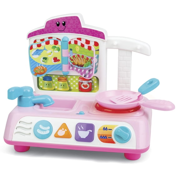 Winfun: Mycook Master Kitchen - Pink - Lights & Sounds, Culinary & Food Pretend Play Set, Chef Pan & Spatula, Sensory Toy, Toddlers & Kids Ages 18mo+
