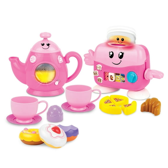 Winfun: Mycook Master - Toast 'N Fun Tea Set - Pink - Lights & Sounds, Tea Pot, Pop-Up Toaster, Food Accessories & Cups, Toddlers & Kids Ages 18mo+
