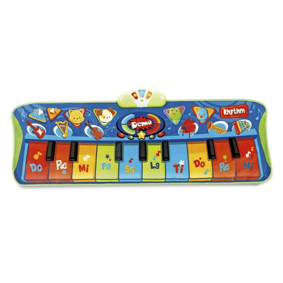 Winfun: Step-To-Play: Junior Piano Mat - Lights & Sounds, 10 Keys, 6 Instrument Sounds & 4 Animal Noises, Record & Playback, Toddler & Kids Age 2+