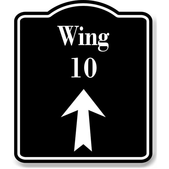 Wing 10 Up Arrow BLACK Aluminum Composite Sign, 15"x18"