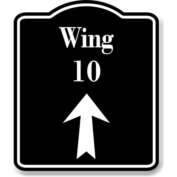 Wing 10 Up Arrow BLACK Aluminum Composite Sign, 8.5"x10"