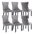 Modern Wing-Back Dining Chairs, Velvet Upholstered with Nailhead Back ...