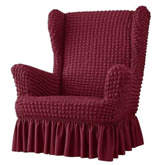 Wing Back Chair Covers for Dining Room Chair Wingbacks Textured Chair Protectors with Pleated Skirt for Chair