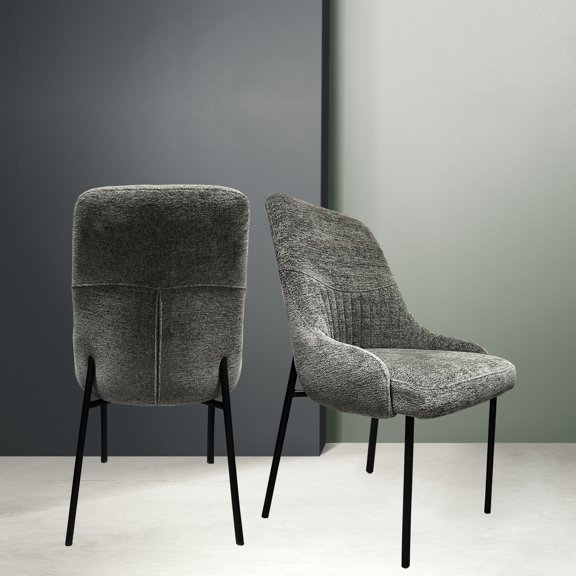 Wing Back Feature - Mid - Century Modern Style - Dining Room Seating - Set of 2 Boucle Chairs