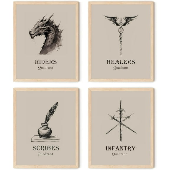 Wing Bookish Merch Canvas Wall Art Room Decor, War College Four Quadrants Inspired Wall Art Prints for Fans Gifts, Fantasy Book Merchandise Posters. (8x10 inch, Unframed)