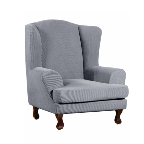 Wing Chair Cover 2-Piece Set, Stretch Spandex Wing Back Chair Slipcover, Washable Armchair Protector for Living Room Bedroom