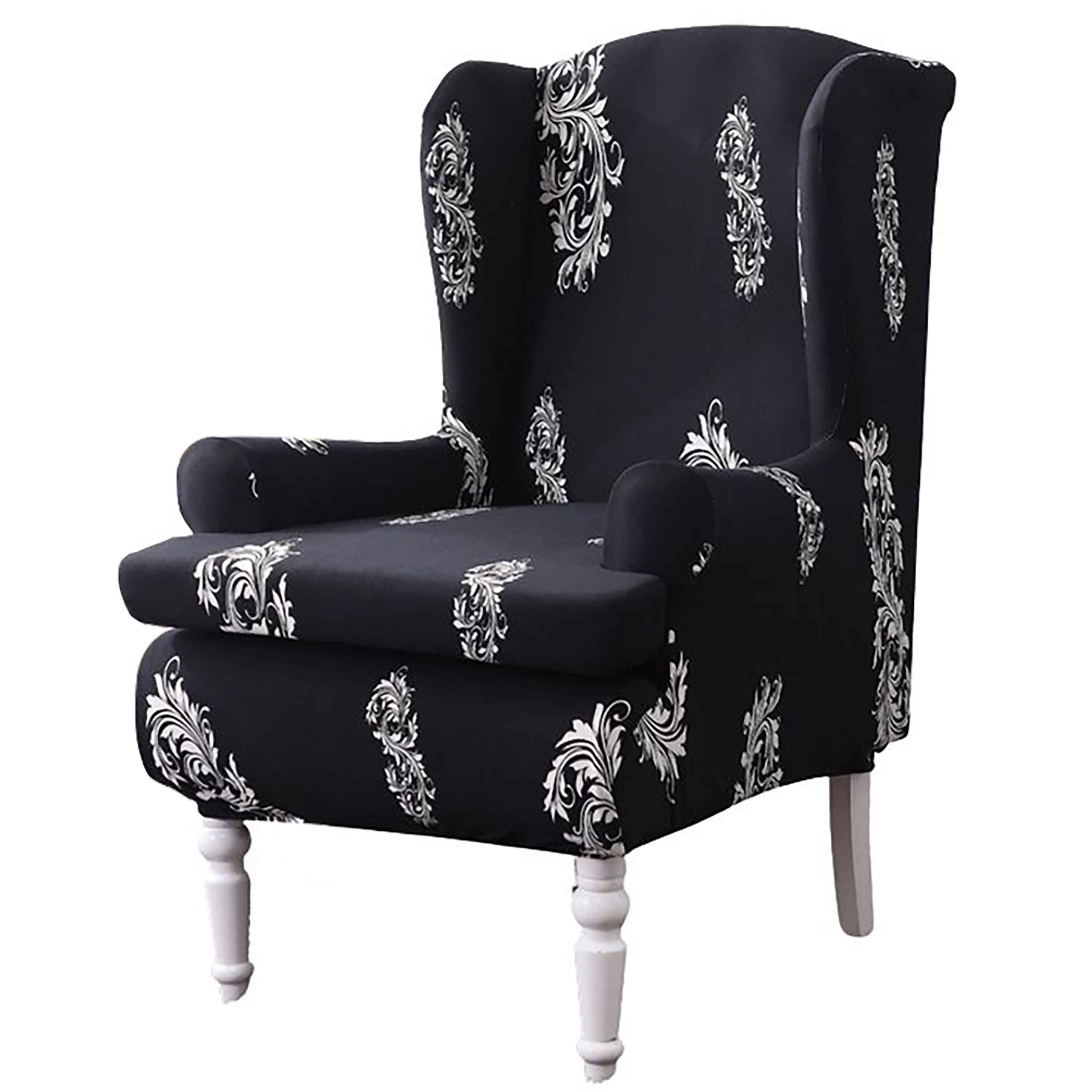 Wing Chair Covers Slipcover 2 Piece,Stretch Spandex Print Wingback Chair Slipcover With Arms Washable Dust Proof Furniture Protector Sofa Cover A Regular