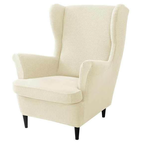 Wing Chair Slipcover Chair Covers For Wingback Chairs,Stretch Sofa Cover Furniture Protector Couch Soft With Elastic Bottom-Beige-Chair Cover